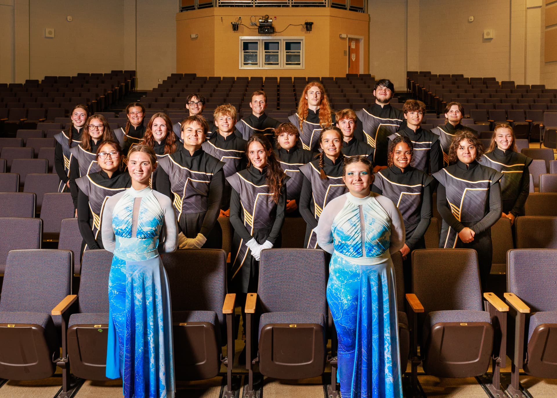 Topsail High School marching band student leadership smiling
