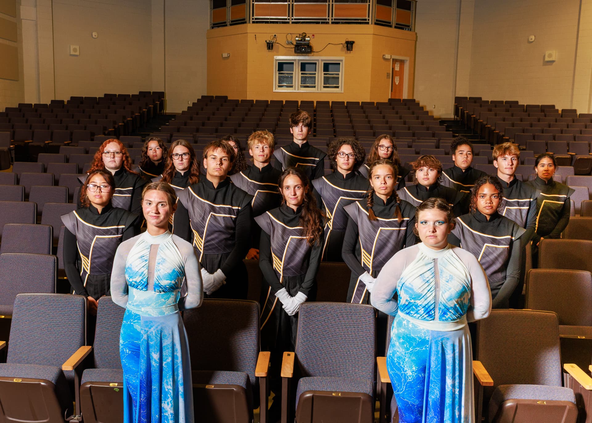 Topsail High School marching band student leadership in uniform